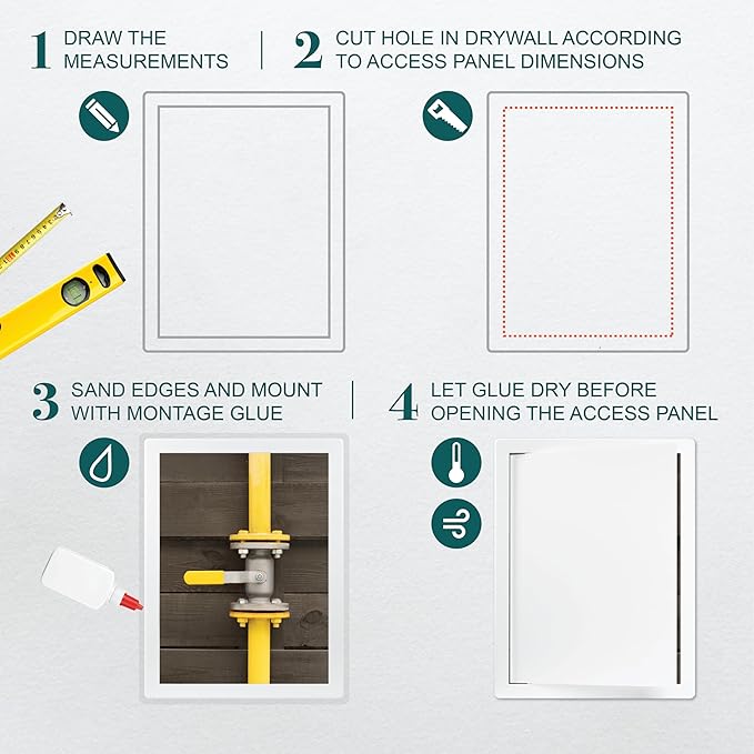 12" x 16" White Plastic Access Panel. Service Shaft Door Panel. Plumbing - Image 3
