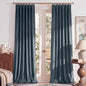 RYB HOME Dusty Blue Velvet Blackout Curtains 84 inches Long for Bedroom | Thermal Insulated, Room Darkening, Light UV Privacy Block, With Hook Belt, Back Tab, Living Dining Room, W52 x L84, 2 Panels