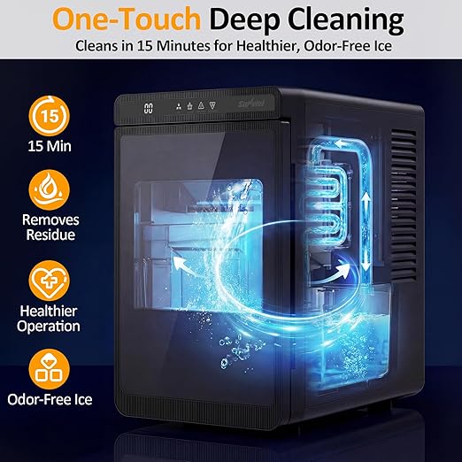 Sunvivi Clear Ice Maker, Compact Countertop Ice Machine, Fast 10-Min Ice - Image 6