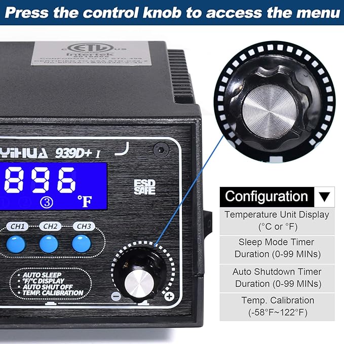YIHUA 939D+ I Soldering Station, 75 Watt Equivalent - Image 2