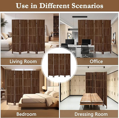 ALeesing 4 Panel Room Divider, 5.6Ft Wood Room Dividers and Folding Privacy - Image 6