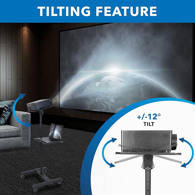 Mount-It! Mobile Projector and Laptop Stand, Rolling Cart - Image 6