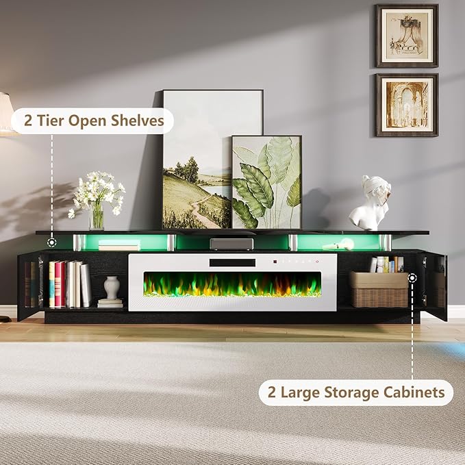 AMERLIFE 90" 2 Tier Fireplace TV Stand - Image 7