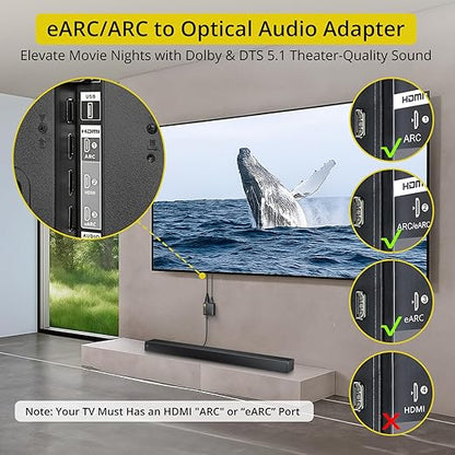 PROZOR eARC/ARC to Optical Audio Extractor, Enhanced eARC Audio Converter - Image 2