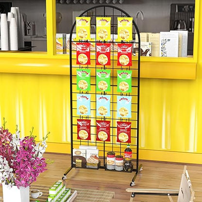Asee'm Grid Wall Panels Display Stand 2' x 5.2' FT Black Movable Wire Grid Wall - Image 7
