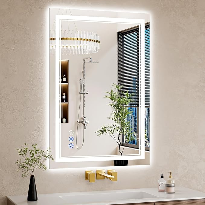 26"x38" Bathroom Mirror with Lights, Backlit + Front Lit, Led Vanity Mirror by WISSMILESHOME