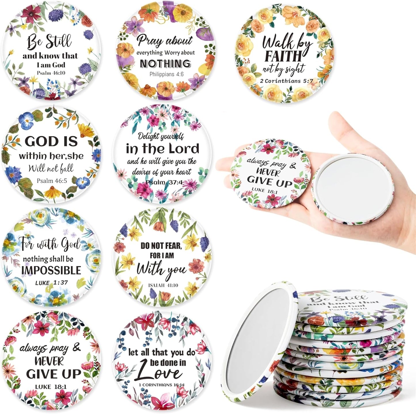 Y1tvei Bible Verse Compact Mirrors Bulk- 36 Floral Small Christian for Girls