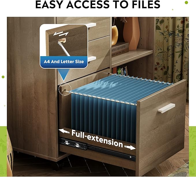 DEVAISE 3 Drawer Mobile File Cabinet, Wood Lateral Filing Cabinet, Printer Stand - Image 5