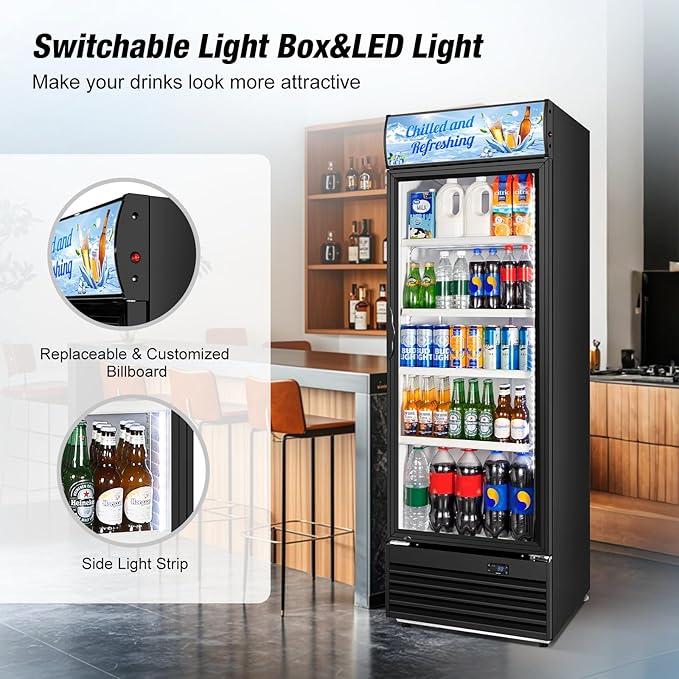 Commercial Beverage Refrigerator, 24 Inch Beverage Fridge, 15 Cu. Ft. Drink - Image 6