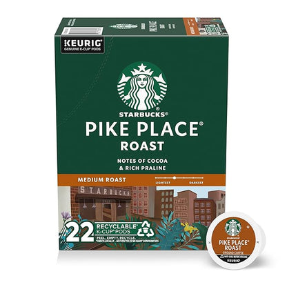 Starbucks K-Cup Coffee Pods, Medium Roast Hot or Iced Coffee, Pike Place Roast by StarbucksbyNespresso