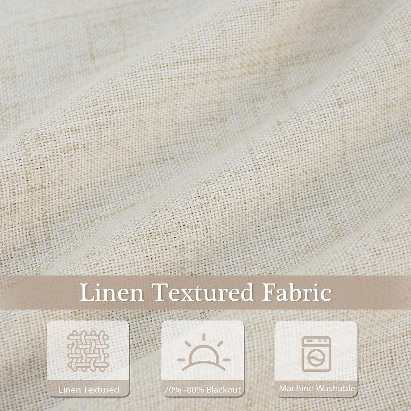 DriftAway Double Layer Linen Blackout Tie Up Curtains Thermal Insulated Fully Lined Balloon Roman Shade Bathroom Window Adjustable Rod Pocket for Small Window 45 Inch by 63 Inch Beige