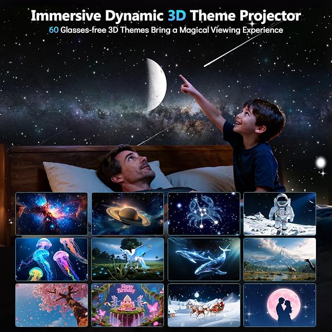 Rossetta 3D Projector, 60 Themes HD 3D Galaxy Projector - Image 2