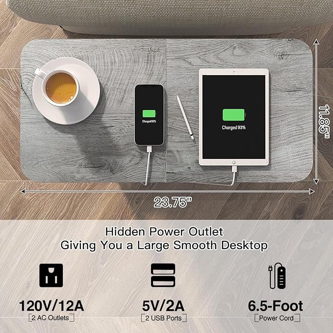 LIDYUK End Table with Charging Station, Flip Top Side Table with USB Ports and - Image 3