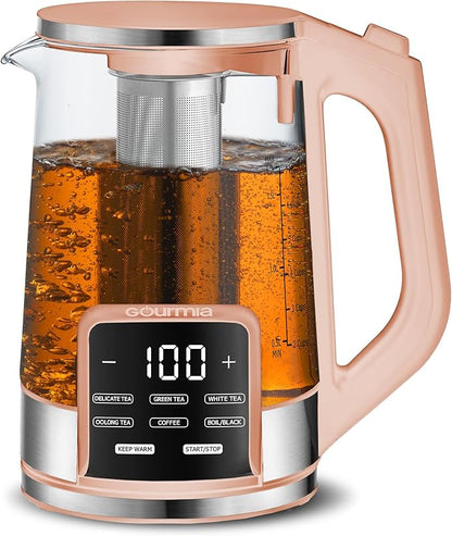 Gourmia Electric Programmable Glass Kettle – 1.7L Temperature Control Tea & by Gourmia