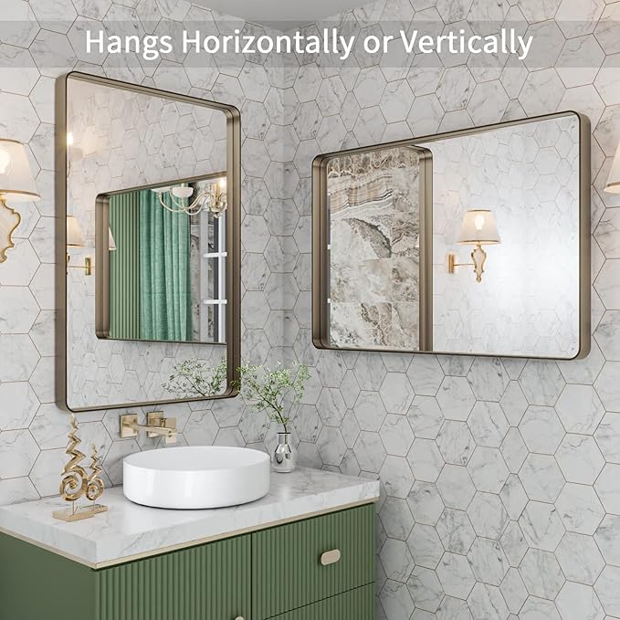LOAAO 24”X36” Bronze Bathroom Mirrors - Image 4