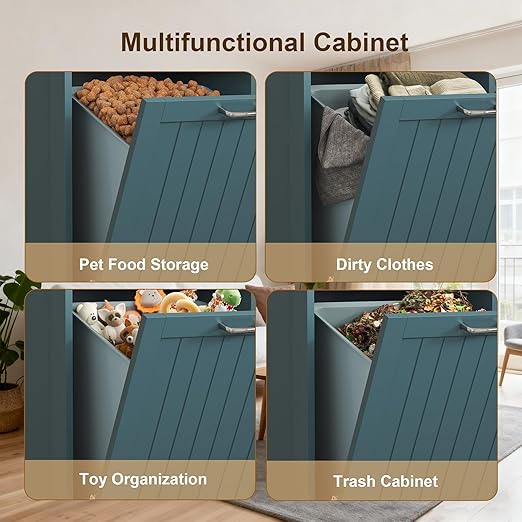 Tilt Out Trash Cabinet with Double Hidden Trash Can Holder, Kitchen Free - Image 3