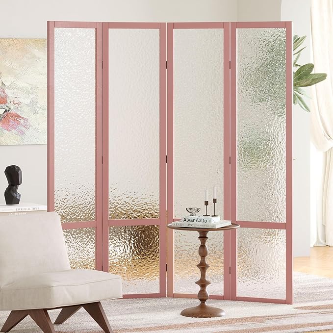 Acrylic Room Divider, 4-Panel Freestanding Partition Screen, Frosted - Image 6