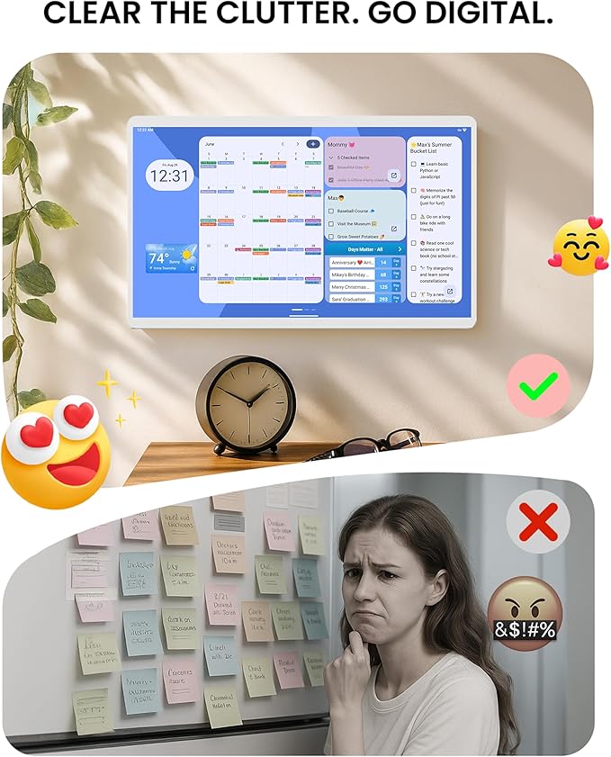 Viewzio 24 Inch Digital Planner Wall Planner Touch Screen Chore Chart Syncs All - Image 2