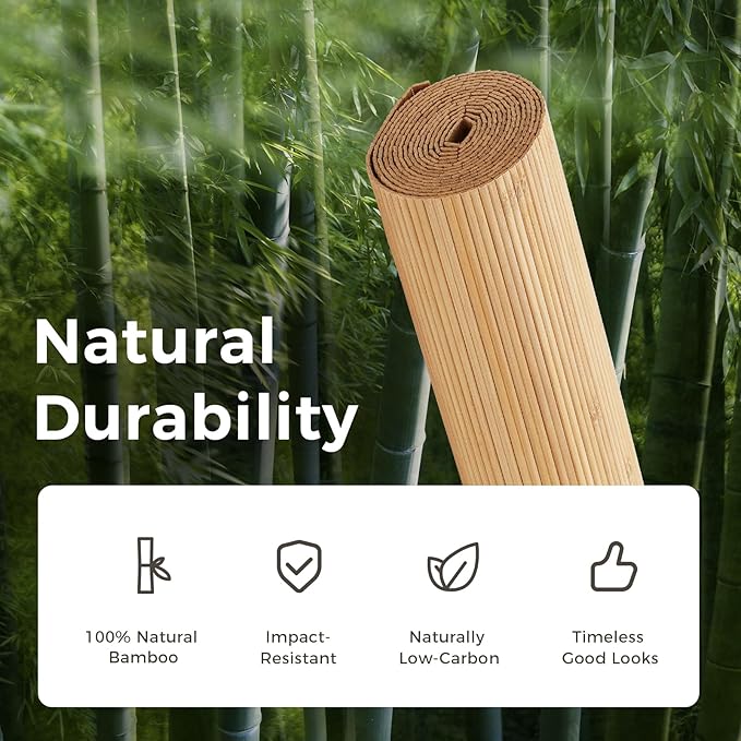 OUZUGIE 1 Pack 96x48 Inch Natural Bamboo Wall Panel – Twinned Carbides Pole - Image 7