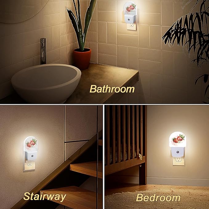 YESPOAK Night Light, Strawberry Berry Flower Night Lights Plug Into Wall Dusk - Image 6