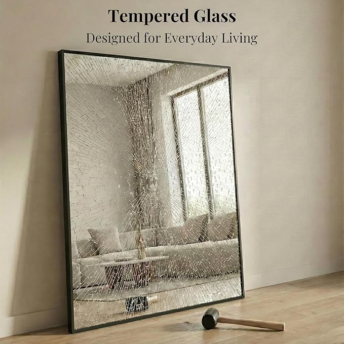40"x30" Black Bathroom Mirror for Wall, Metal Framed Vanity Mirror Over Sink - Image 4