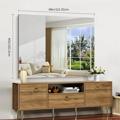 CILIBER Frameless Mirror, 40x48 Inch Large Bathroom Mirrors - Image 3