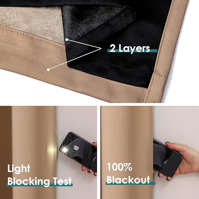 ChrisDowa 100% Blackout Curtains 108 inch Long - Image 4