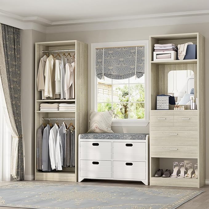 Unikito 50” Closet System with 4 Drawers, 4.2FT Wood Closet Organizer with - Image 4