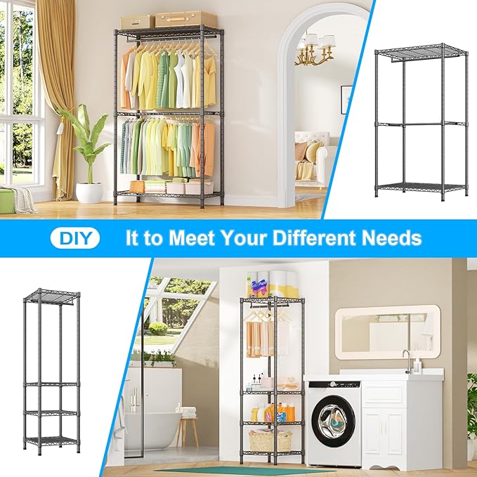 Ulif E10 Clothes Rack（With Stretchable Hanger Rod）Freestanding Clothing Racks - Image 6