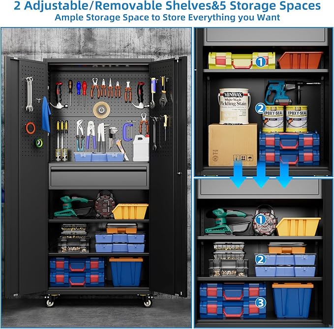 SUXXAN 71" Metal Garage Storage Cabinet - Image 7