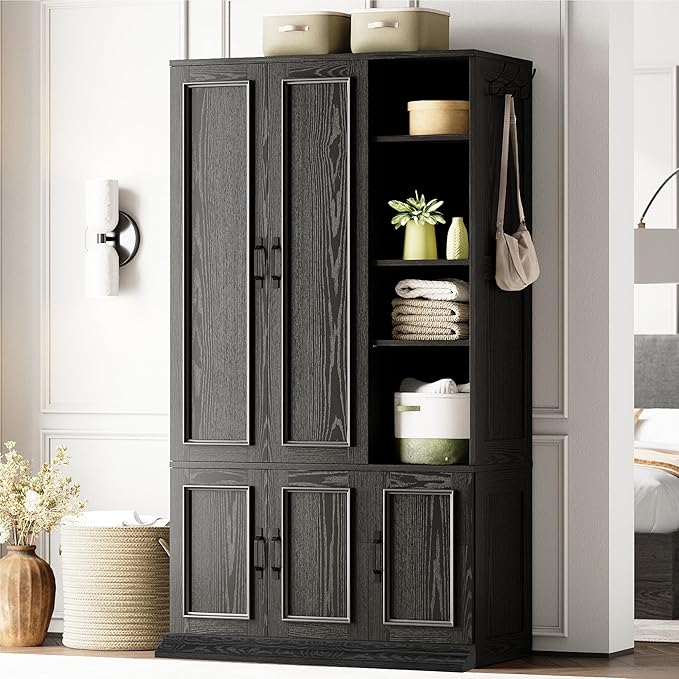 LIKIMIO Armoire Wardrobe Closet 70" H, 5 Doors Bedroom Wooden Wardrobe by LIKIMIO