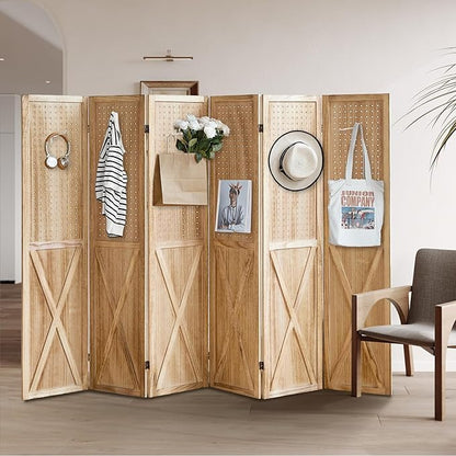 ALeesing 6 Panel Pegboard Room Divider, 5.6Ft Pegboard Display Folding Privacy - Image 8