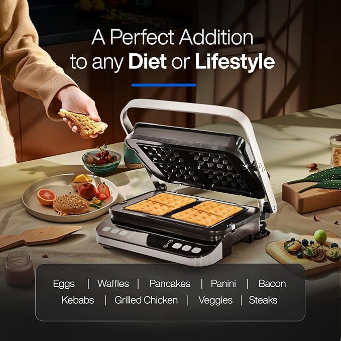 Yedi Total Package 6-in-1 Digital Indoor Grill, Waffle Maker, Panini Press - Image 6