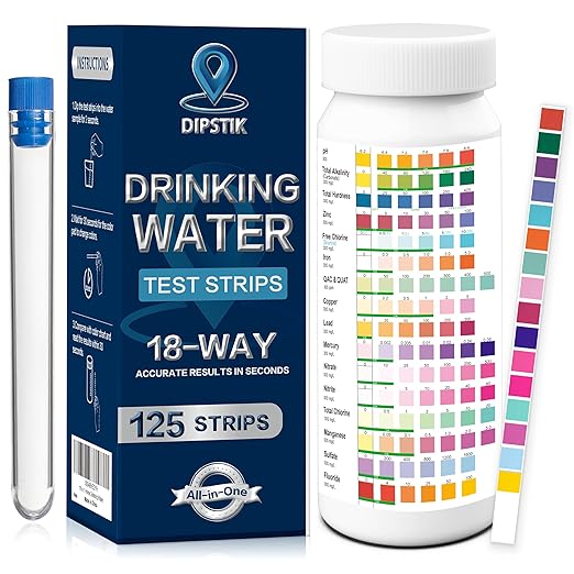 All-New 18 in1 Drinking Water Test Kit-125 Water Quality Test Strips by DIPSTIK