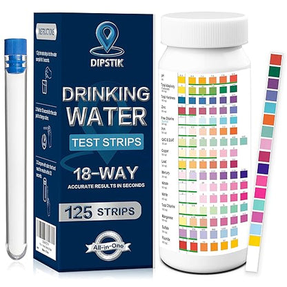 All-New 18 in1 Drinking Water Test Kit-125 Water Quality Test Strips by DIPSTIK