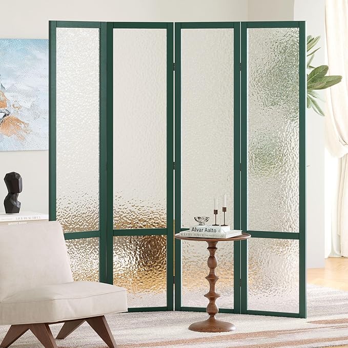 Acrylic Room Divider, 4-Panel Freestanding Partition Screen, Frosted - Image 7