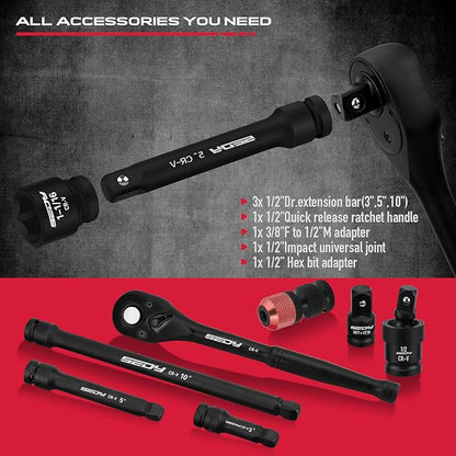 Master 1/2" Drive Impact Socket Set, 67-Piece Standard & Deep Master Impact - Image 6
