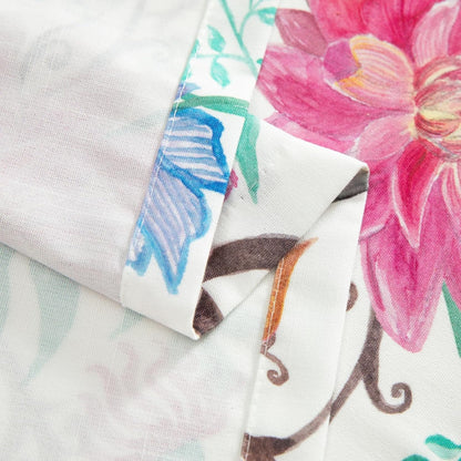 Bird Floral Tie Up Valance, Country Style, 52 x 18, 1 Panel | Soft Fabric Texture, Adjustable Length, Filters Sunlight, for Kitchen or Bedroom Windows