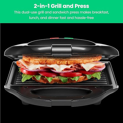Chefman Portable Compact Grill, Dual Use Panini Press, Sandwich Maker, Electric - Image 3