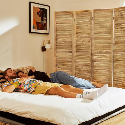 Room Dividers and Folding Privacy Screens, Wood Louvered Separators Divider Wall - Image 5