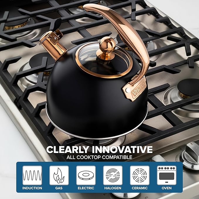 Viking 3-Ply Stainless Steel Tea Kettle, 2.6 Quart Stovetop Hot Water Pot - Image 6
