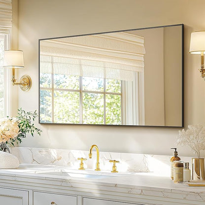 Bathroom Vanity Mirror for Wall, HD Shatterproof Glass, Hangs Horizontally or - Image 2