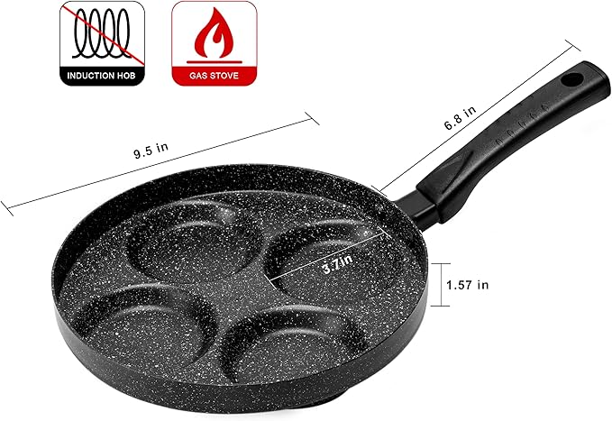 MyLifeUNIT Egg Frying Pan, 4-Cup Nonstick Fried Egg Pan, Aluminum Egg Cooker Pan - Image 5