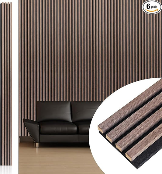 NeatiEase Wood Wall Panels, 9 Feet Acoustic Slat Wall Panels by NeatiEase