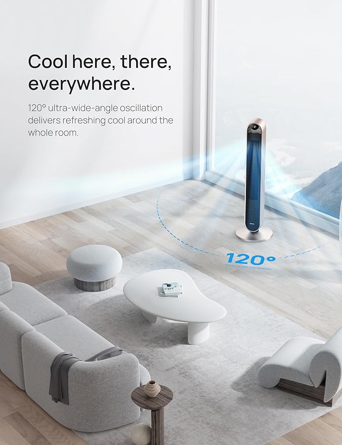 Dreo Smart Tower Fan Voice Control, 120° Oscillating Fan Works - Image 6