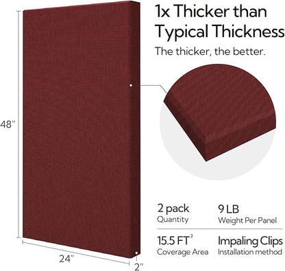 Olanglab Sound Absorbing Acoustic Wall Panels 2 Pack, Large Fabric Wrapped - Image 2
