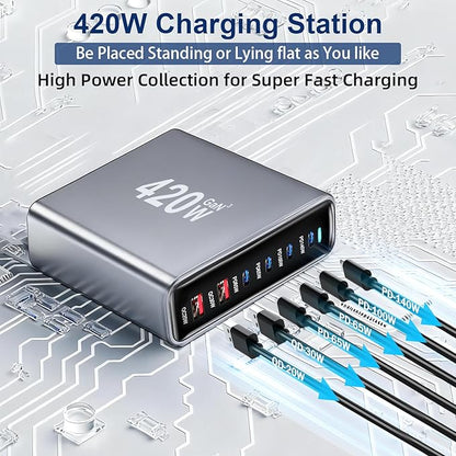 420W USB C Fast Charger Block, PD3.1 140W 6 Port USB Charging Station, GaN Ⅲ - Image 3