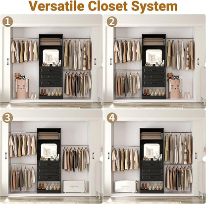 Unikito 8FT Closet System with Mirror, 96 Inch Walk in Closet Organizer Kit - Image 4