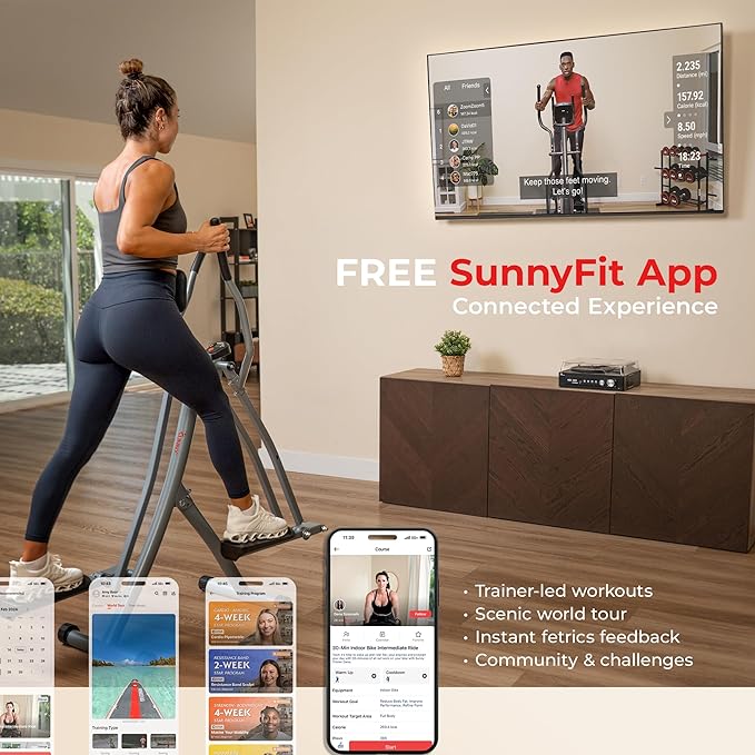 Sunny Health & Fitness Foldable Air Walk Elliptical, SunnyFit App via Bluetooth - Image 3