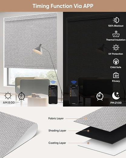 Kincmo Motorized Blinds with Remote, 100% Blackout Motorized Roller Shades Work - Image 4